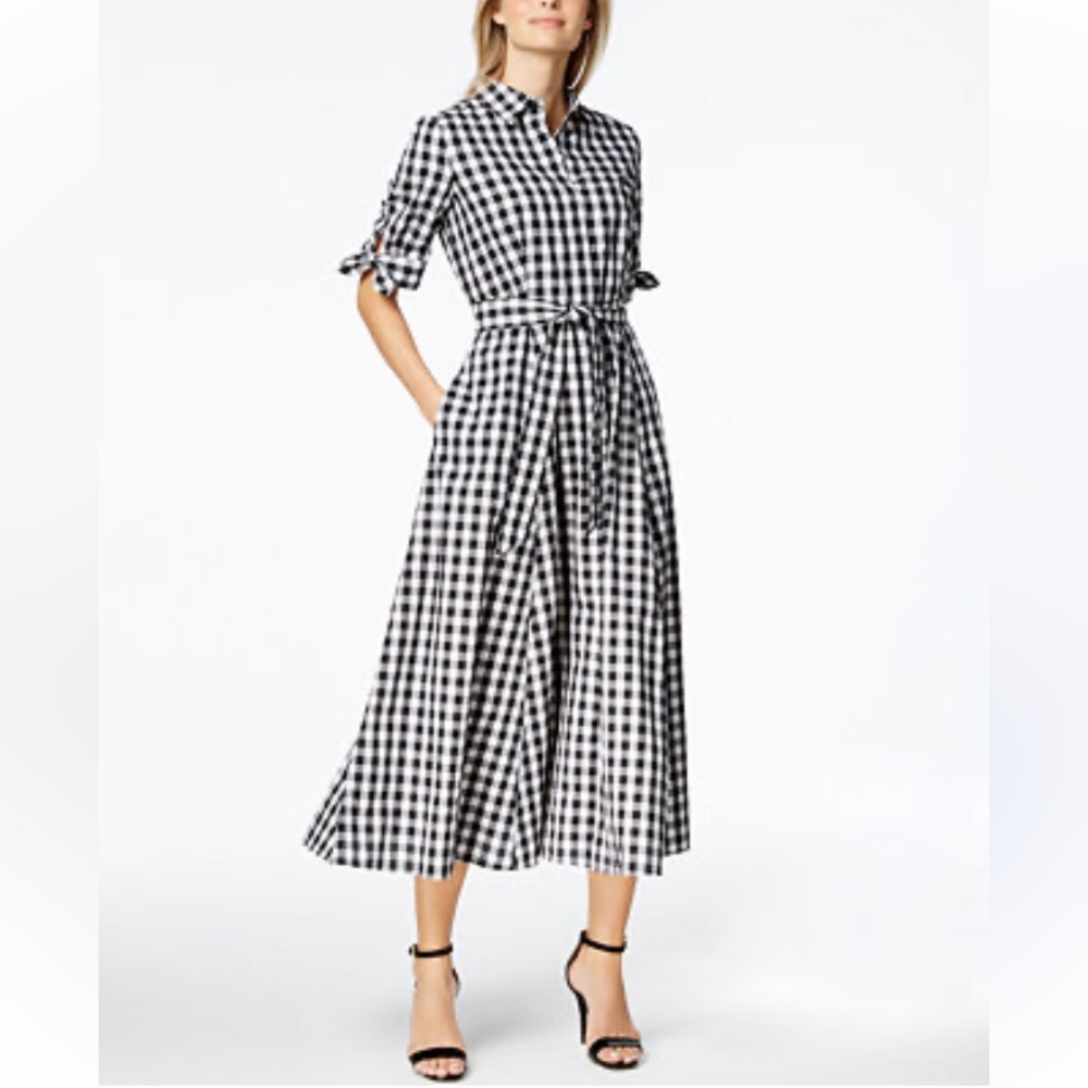 Like new Calvin Klein black and white gingham dress